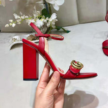 Load image into Gallery viewer, Gucci Women Leather Mid-Heel Sandal-Red