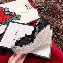 Load image into Gallery viewer, Gucci Women Leather Platform Espadrille 11.9cm Heel with 3.6cm Platform-Black