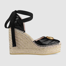 Load image into Gallery viewer, Gucci Women Leather Platform Espadrille 11.9cm Heel with 3.6cm Platform-Black