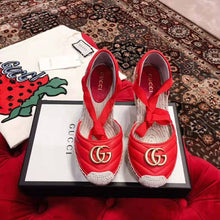 Load image into Gallery viewer, Gucci Women Leather Platform Espadrille 11.9cm Heel with 3.6cm Platform-Red