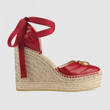 Load image into Gallery viewer, Gucci Women Leather Platform Espadrille 11.9cm Heel with 3.6cm Platform-Red