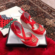 Load image into Gallery viewer, Gucci Women Leather Platform Espadrille 11.9cm Heel with 3.6cm Platform-Red