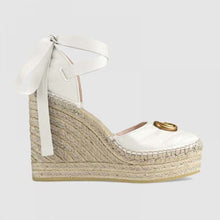 Load image into Gallery viewer, Gucci Women Leather Platform Espadrille 11.9cm Heel with 3.6cm Platform-White