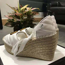 Load image into Gallery viewer, Gucci Women Leather Platform Espadrille 11.9cm Heel with 3.6cm Platform-White