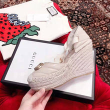 Load image into Gallery viewer, Gucci Women Leather Platform Espadrille 11.9cm Heel with 3.6cm Platform-White