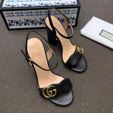 Load image into Gallery viewer, Gucci Women Leather Sandal 10.2 cm Heel-Black
