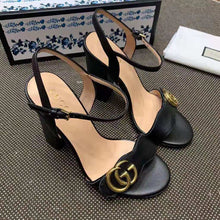 Load image into Gallery viewer, Gucci Women Leather Sandal 10.2 cm Heel-Black