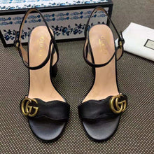 Load image into Gallery viewer, Gucci Women Leather Sandal 10.2 cm Heel-Black