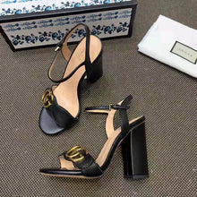 Load image into Gallery viewer, Gucci Women Leather Sandal 10.2 cm Heel-Black