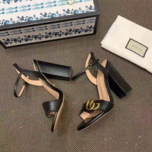 Load image into Gallery viewer, Gucci Women Leather Sandal 10.2 cm Heel-Black