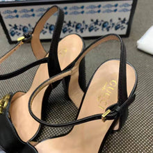 Load image into Gallery viewer, Gucci Women Leather Sandal 10.2 cm Heel-Black