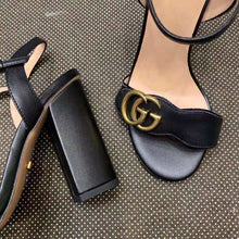 Load image into Gallery viewer, Gucci Women Leather Sandal 10.2 cm Heel-Black