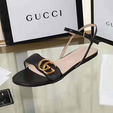 Load image into Gallery viewer, Gucci Women Leather Sandal with Double G-Black