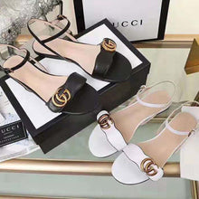 Load image into Gallery viewer, Gucci Women Leather Sandal with Double G-Black