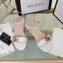 Load image into Gallery viewer, Gucci Women Leather Sandal with Double G-White