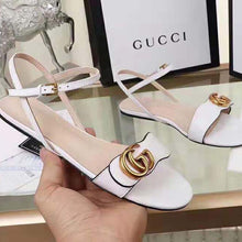 Load image into Gallery viewer, Gucci Women Leather Sandal with Double G-White