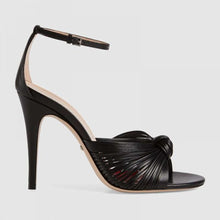 Load image into Gallery viewer, Gucci Women Metallic Leather Sandal in 10.4cm Heel Height-Black
