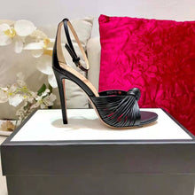 Load image into Gallery viewer, Gucci Women Metallic Leather Sandal in 10.4cm Heel Height-Black