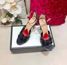 Load image into Gallery viewer, Gucci Women Metallic Leather Sandal in 10.4cm Heel Height-Black