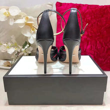 Load image into Gallery viewer, Gucci Women Metallic Leather Sandal in 10.4cm Heel Height-Black