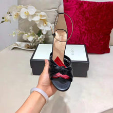 Load image into Gallery viewer, Gucci Women Metallic Leather Sandal in 10.4cm Heel Height-Black