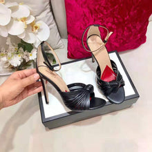 Load image into Gallery viewer, Gucci Women Metallic Leather Sandal in 10.4cm Heel Height-Black