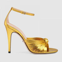 Load image into Gallery viewer, Gucci Women Metallic Leather Sandal in 10.4cm Heel Height-Gold