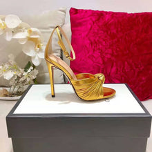 Load image into Gallery viewer, Gucci Women Metallic Leather Sandal in 10.4cm Heel Height-Gold