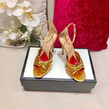 Load image into Gallery viewer, Gucci Women Metallic Leather Sandal in 10.4cm Heel Height-Gold