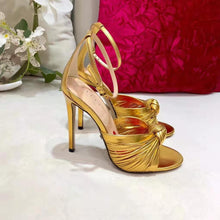 Load image into Gallery viewer, Gucci Women Metallic Leather Sandal in 10.4cm Heel Height-Gold