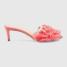 Load image into Gallery viewer, Gucci Women Mid-Heel Tulle Sandal 5.3cm Heel-Pink