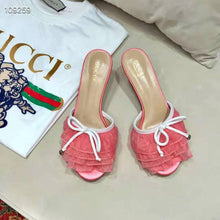 Load image into Gallery viewer, Gucci Women Mid-Heel Tulle Sandal 5.3cm Heel-Pink