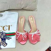 Load image into Gallery viewer, Gucci Women Mid-Heel Tulle Sandal 5.3cm Heel-Pink