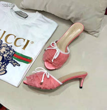 Load image into Gallery viewer, Gucci Women Mid-Heel Tulle Sandal 5.3cm Heel-Pink