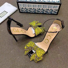 Load image into Gallery viewer, Gucci Women Patent Leather Sandal 11.4cm Thin Heel-Black