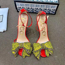 Load image into Gallery viewer, Gucci Women Patent Leather Sandal 11.4cm Thin Heel-Red