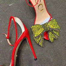 Load image into Gallery viewer, Gucci Women Patent Leather Sandal 11.4cm Thin Heel-Red