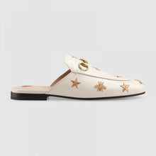 Load image into Gallery viewer, Gucci Women Princetown Embroidered Leather Slipper 1.27cm Heel-White