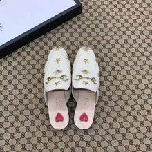 Load image into Gallery viewer, Gucci Women Princetown Embroidered Leather Slipper 1.27cm Heel-White