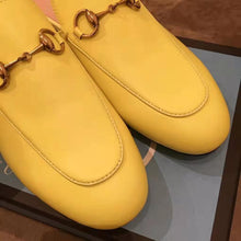 Load image into Gallery viewer, Gucci Women Princetown Leather Slipper with Horsebit Detail-Yellow