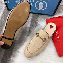Load image into Gallery viewer, Gucci Women Princetown Raffia Slipper 1cm Heel-Sandy