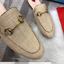 Load image into Gallery viewer, Gucci Women Princetown Raffia Slipper 1cm Heel-Sandy