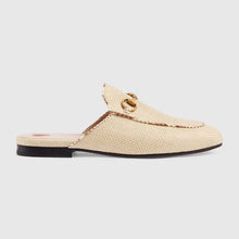 Load image into Gallery viewer, Gucci Women Princetown Raffia Slipper 1cm Heel-Sandy