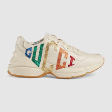 Load image into Gallery viewer, Gucci Women Rhyton Glitter Gucci Leather Sneake-Beige
