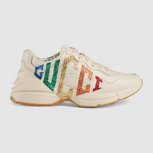 Load image into Gallery viewer, Gucci Women Rhyton Glitter Gucci Leather Sneake-Beige