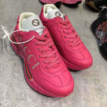 Load image into Gallery viewer, Gucci Women Rhyton Gucci Logo Leather Sneaker-Rose