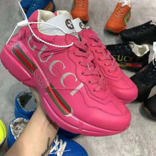 Load image into Gallery viewer, Gucci Women Rhyton Gucci Logo Leather Sneaker-Rose