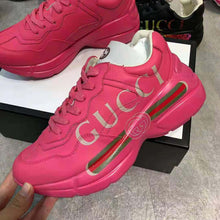 Load image into Gallery viewer, Gucci Women Rhyton Gucci Logo Leather Sneaker-Rose