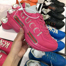 Load image into Gallery viewer, Gucci Women Rhyton Gucci Logo Leather Sneaker-Rose