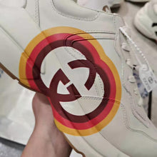 Load image into Gallery viewer, Gucci Women Rhyton Sneaker with Interlocking G and Heart in 4.6 cm Height-Beige